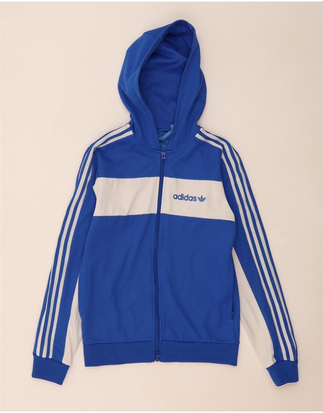 ADIDAS Sudadera con capucha y cremallera para hombre XS Algodón color block azul