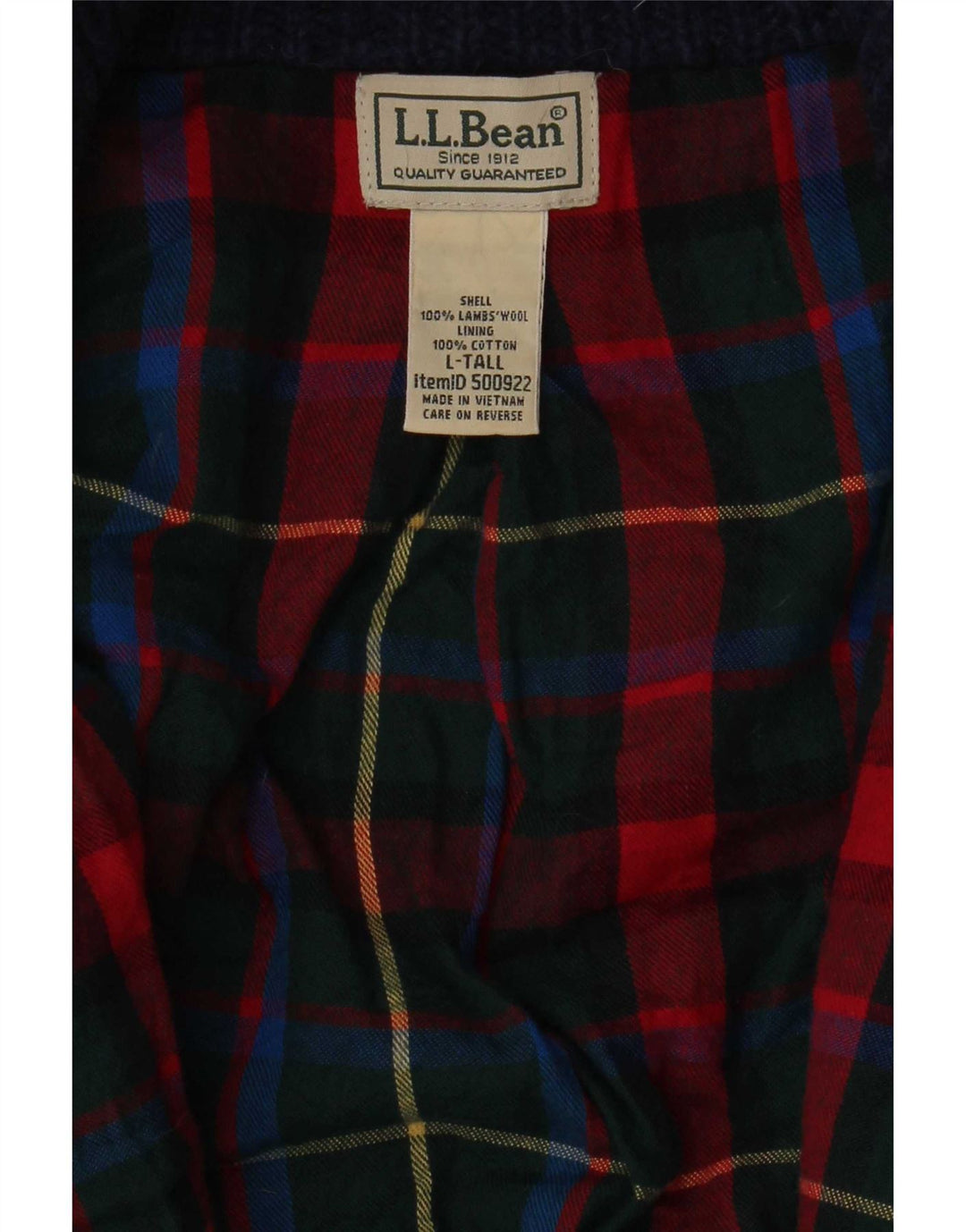 L.L.Bean Suéter tipo cárdigan alto para hombre de lana de cordero azul marino grande