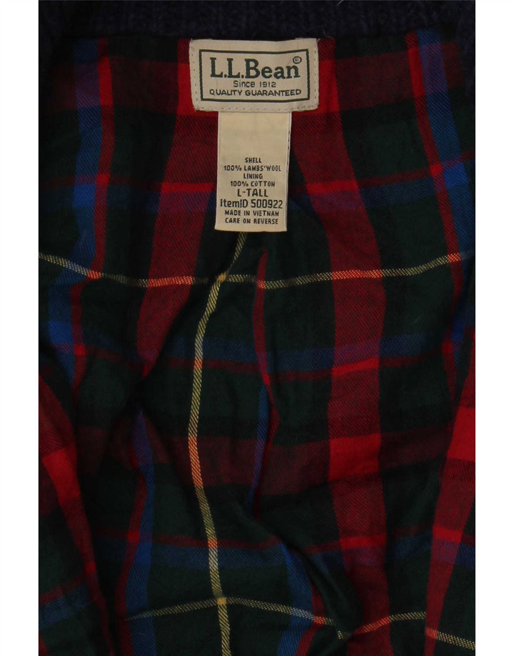 L.L.Bean Suéter tipo cárdigan alto para hombre de lana de cordero azul marino grande