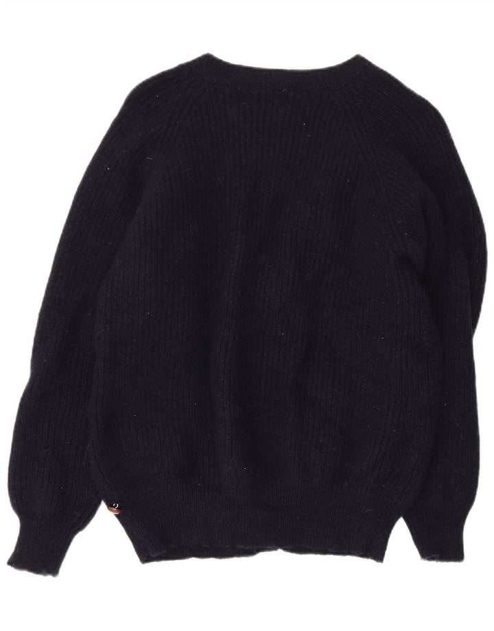 AMERICA Suéter tipo cárdigan para mujer IT 52 2XL Lana azul marino