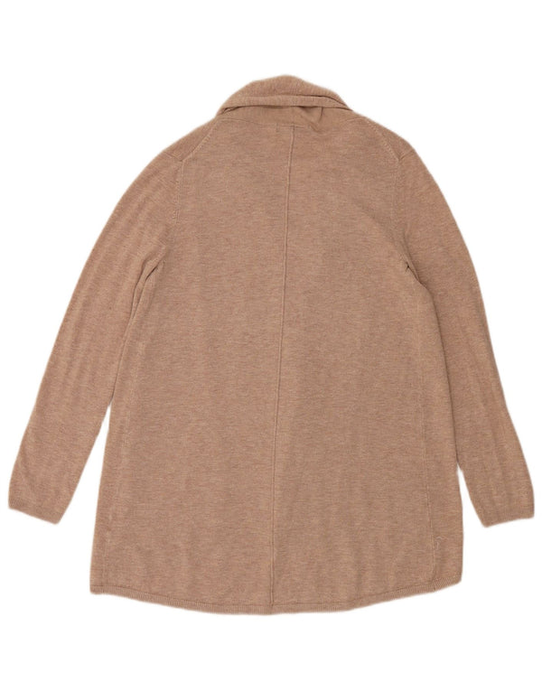 Zara Mujer Longline Open Cardigan Suéter UK 44 Grande Beige Moteado