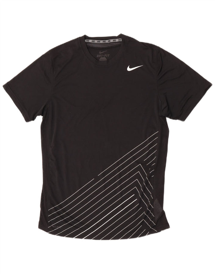 Camiseta Nike Dri Fit para hombre Top poliéster a rayas negras medianas