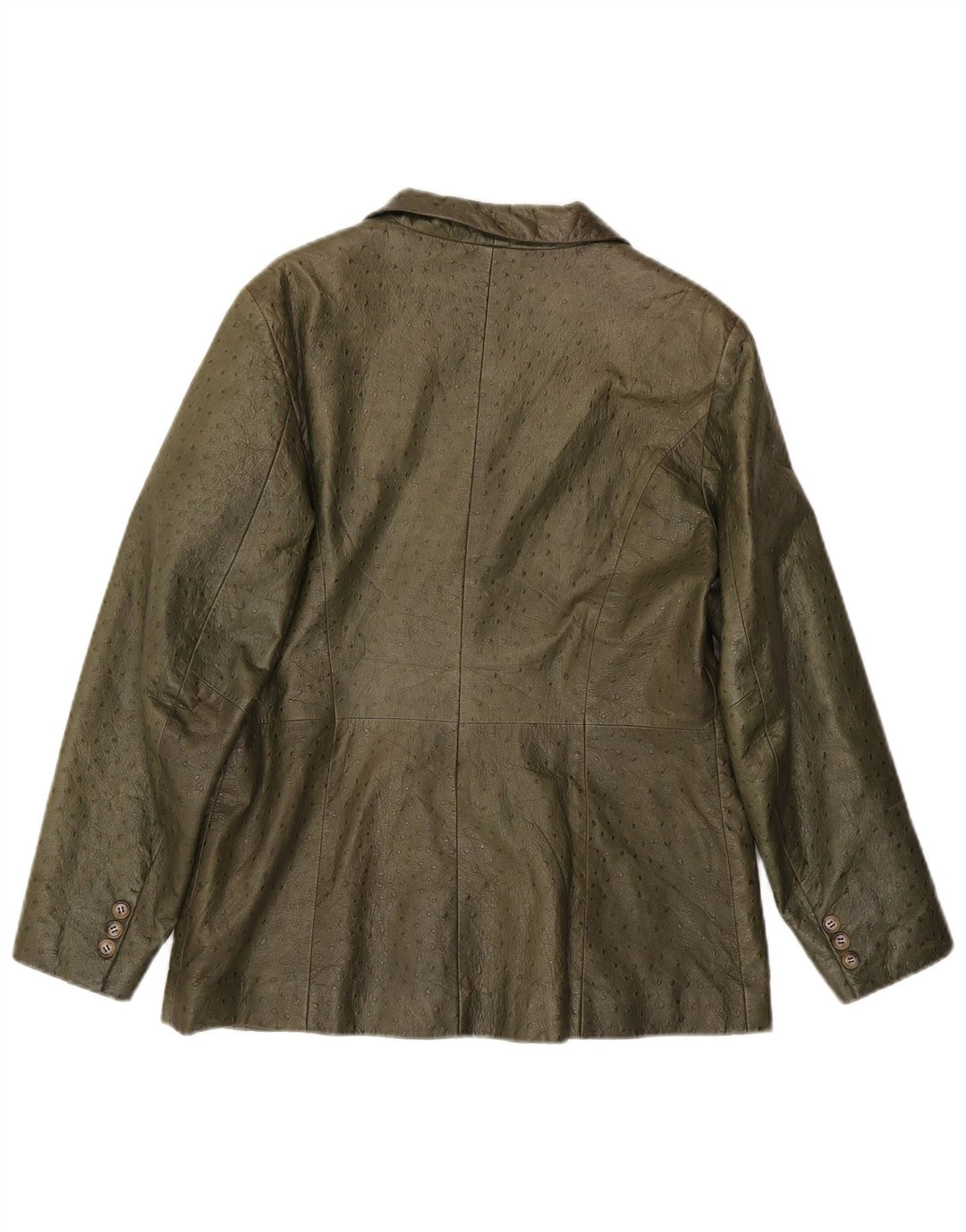 Chaqueta de cuero vintage para mujer IT 46 cuero caqui grande