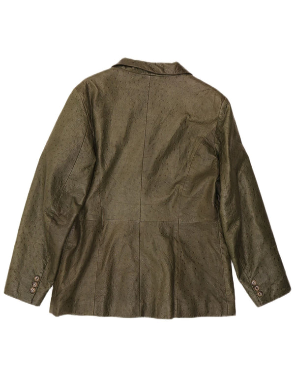 Chaqueta de cuero vintage para mujer IT 46 cuero caqui grande