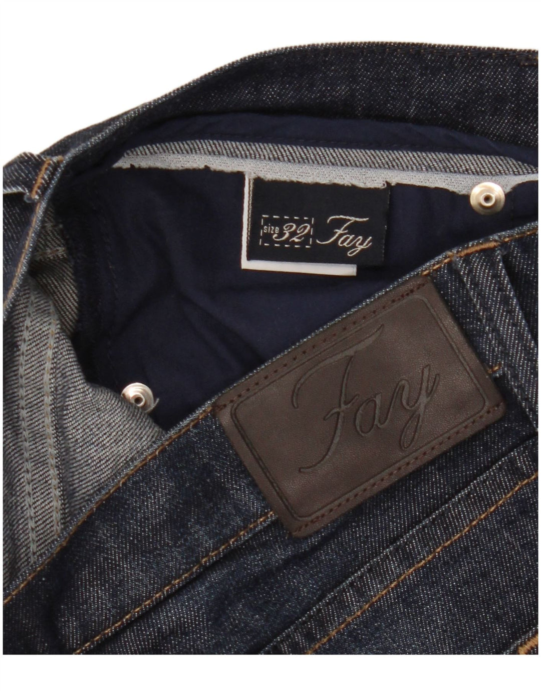Vaqueros Rectos Mujer Fay W32 L28 Azul Marino Algodón