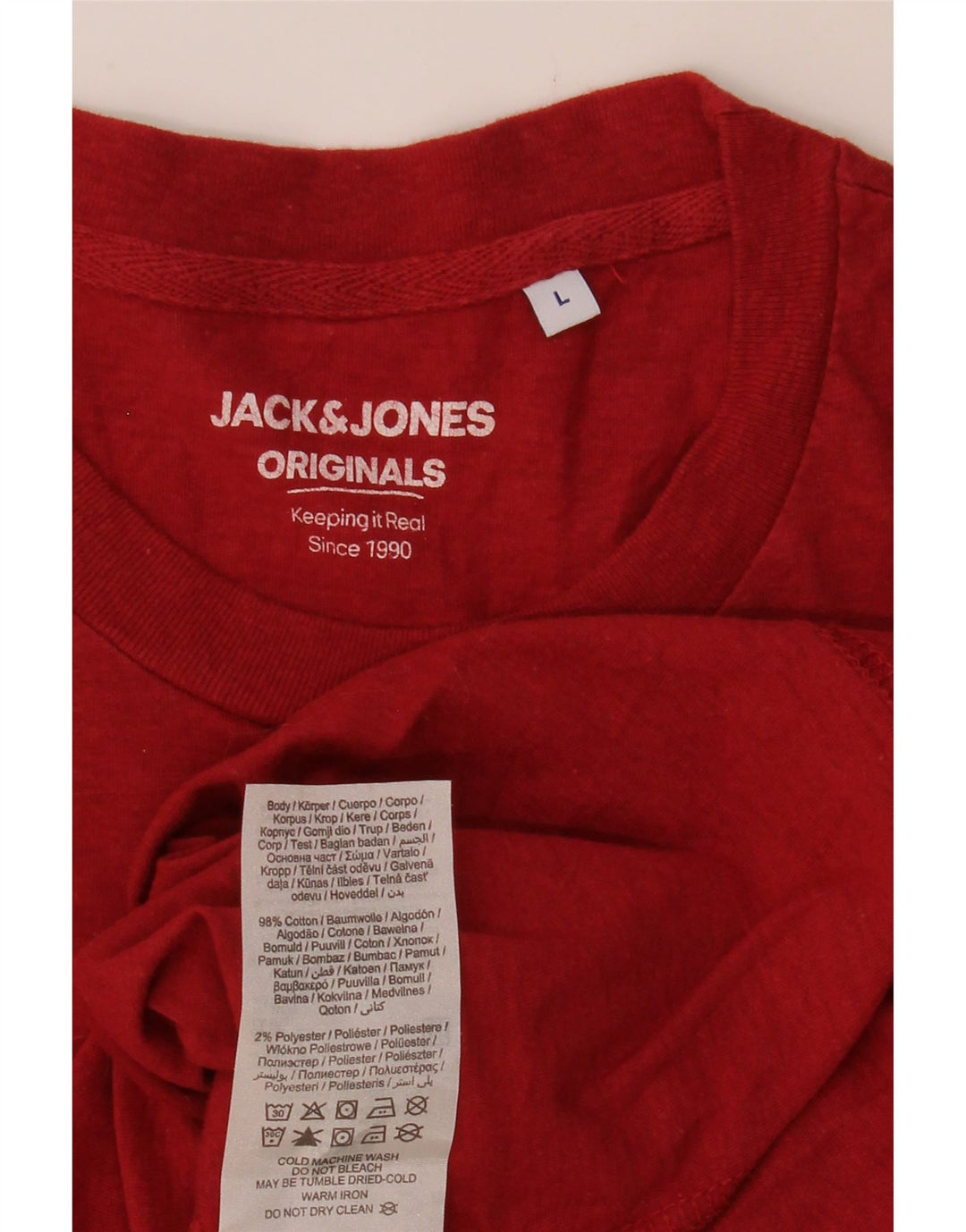 JACK & JONES Hombre Camiseta Top Grande Rojo Algodón