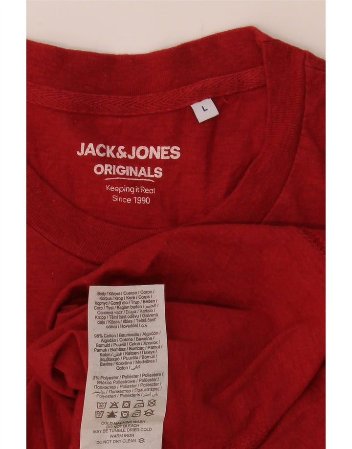 JACK & JONES Hombre Camiseta Top Grande Rojo Algodón