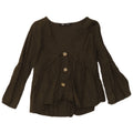 Zara Mujer Blusa Camisa UK 10 Small Lino Verde