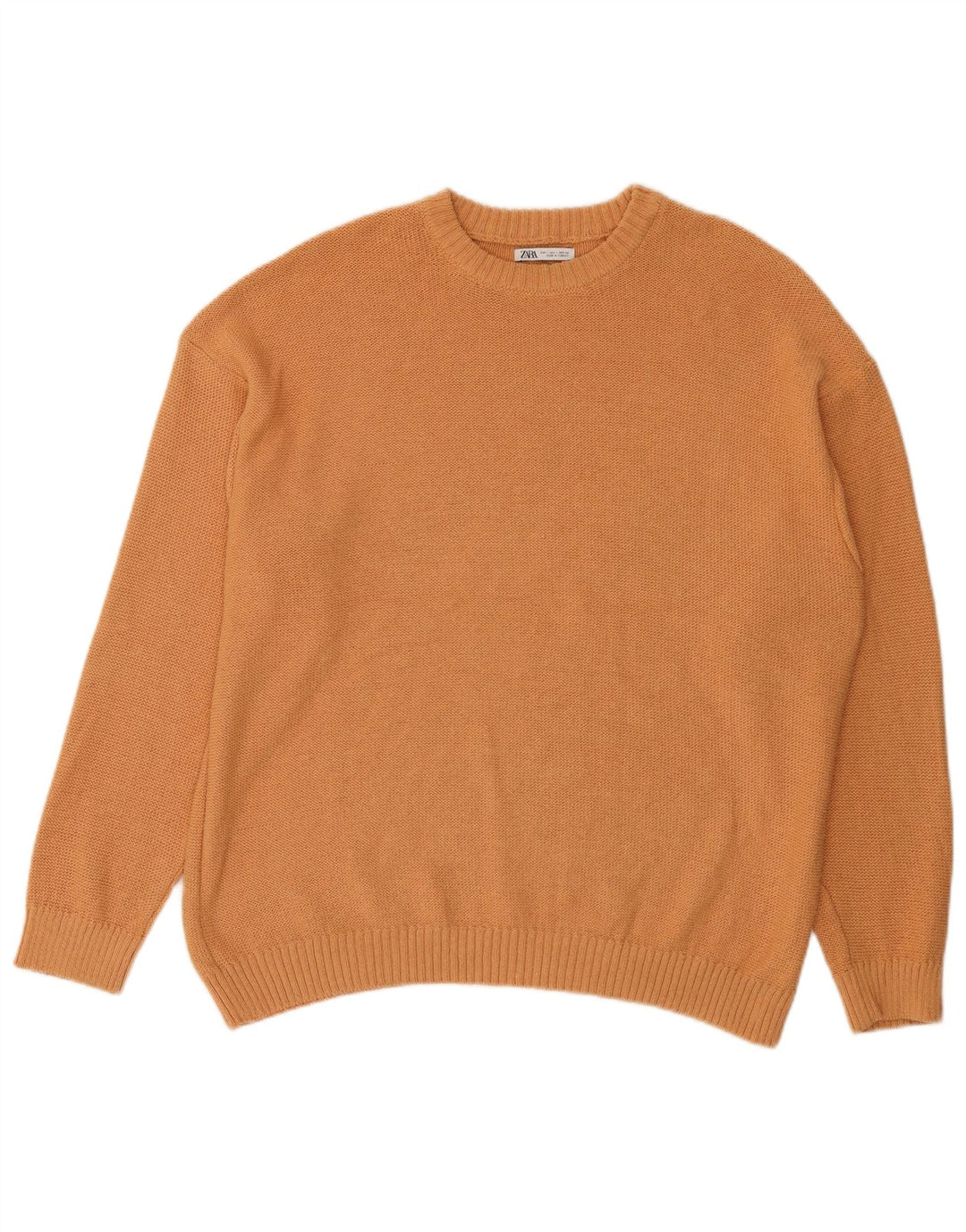 Zara Hombre Jersey Cuello Redondo Jersey Grande Algodón Naranja