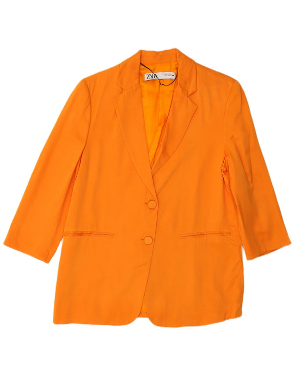 Zara Chaqueta Blazer Extragrande De 2 Botones para Mujer UK 10 Small Viscosa Naranja