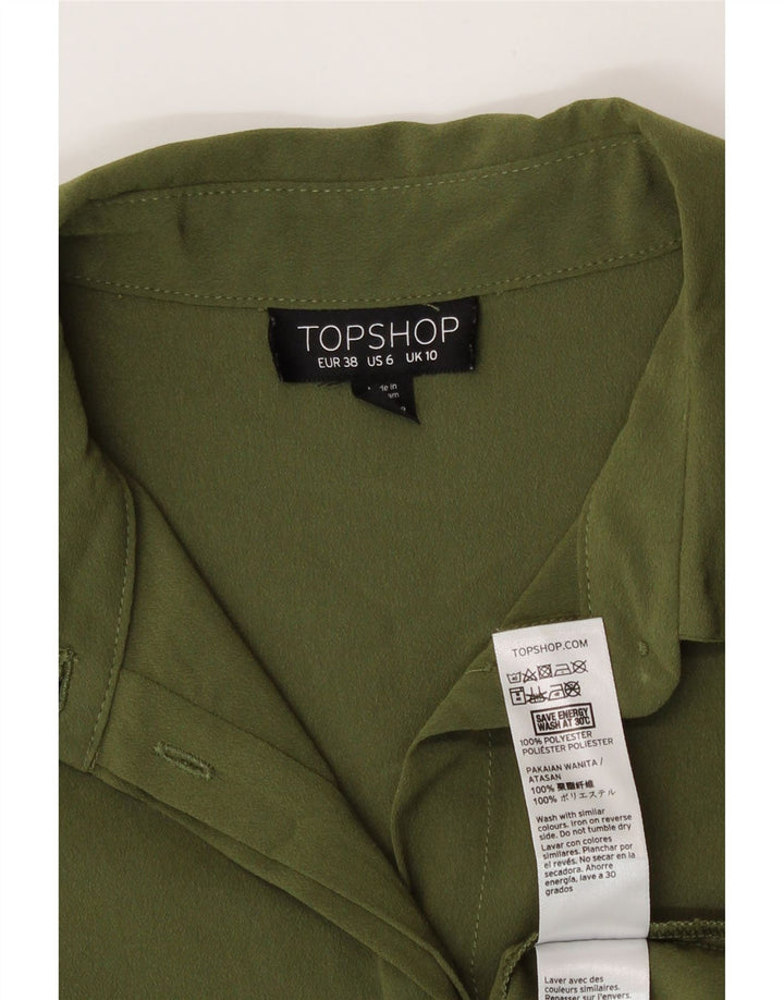 Topshop Blusa para mujer UK 10 Small Caqui Poliéster