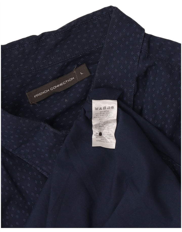 Camisa de manga corta para hombre French Connection de algodón moteado en azul marino grande