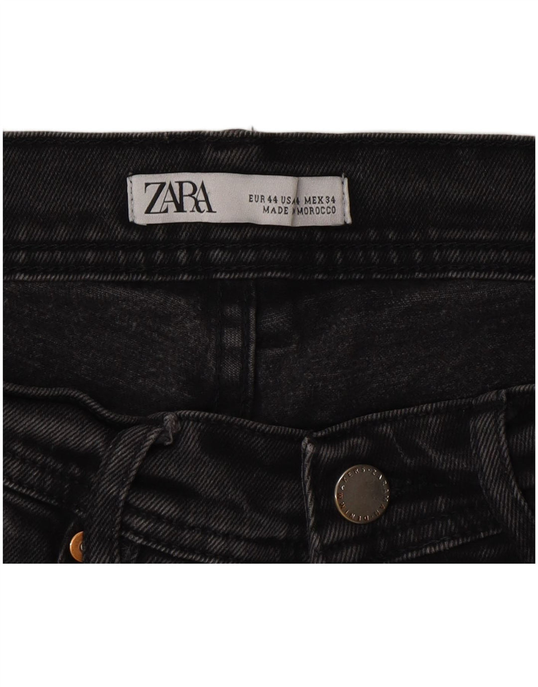 Zara Mens Slim Jeans EU 44 Large W34 L30 Gris Algodón