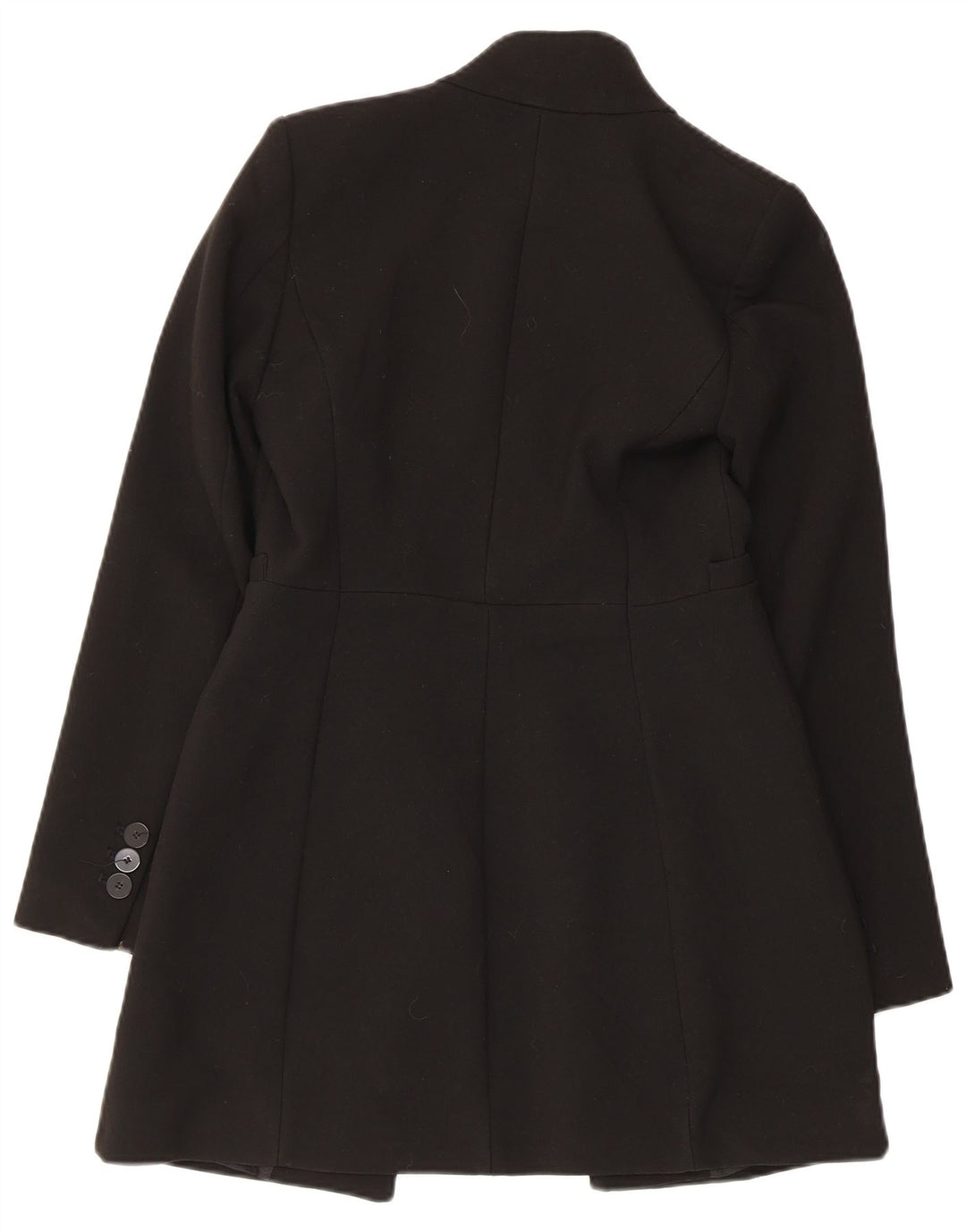 Zara Mujer Abrigo Abierto UK 6 XS Negro Poliéster