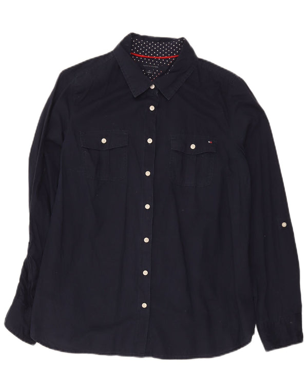 Tommy Hilfiger Camisa para mujer UK 44 Mediano Azul marino
