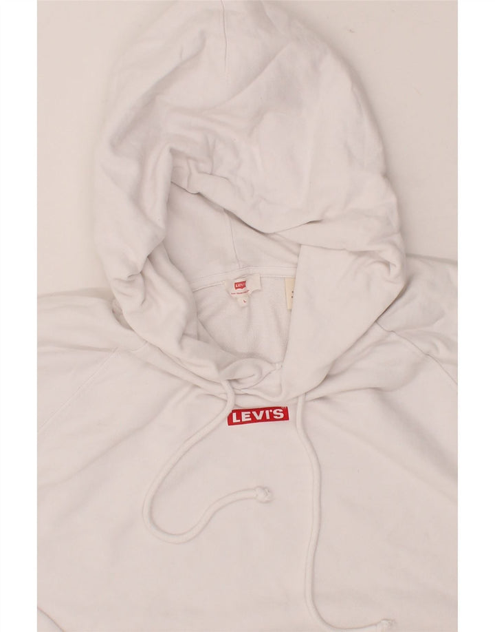 LEVI'S Womens Oversized Hoodie Jumper UK 16 Large White Cotton Vintage Levi's and Second-Hand Levi's from Messina Hembry 