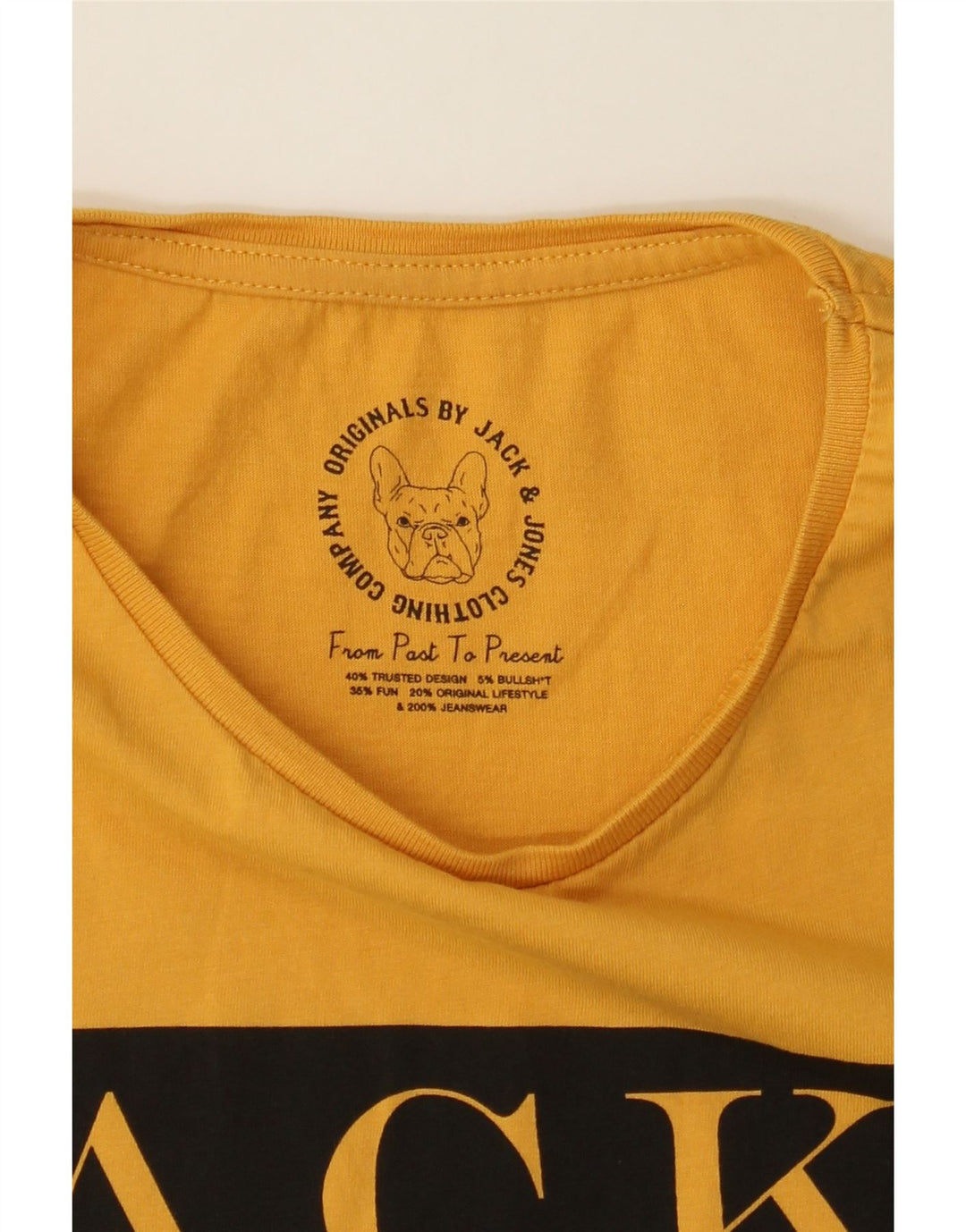 JACK & JONES Mens Graphic T-Shirt Top Medium Yellow Cotton Vintage Jack & Jones and Second-Hand Jack & Jones from Messina Hembry 
