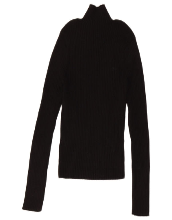 Zara Mujer Crop Top Manga Larga UK 42 Medium Black Viscosa