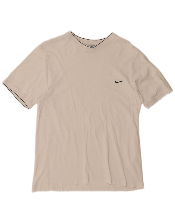 NIKE Mens T-Shirt Top UK 39/41 Medium White Cotton