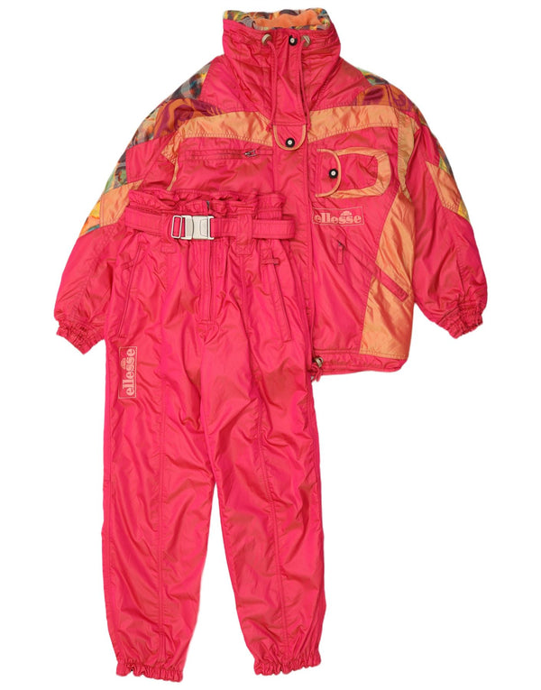 Ellesse Womens Ski Hooded Full Tracksuit IT 42 Medium Pink Colourblock