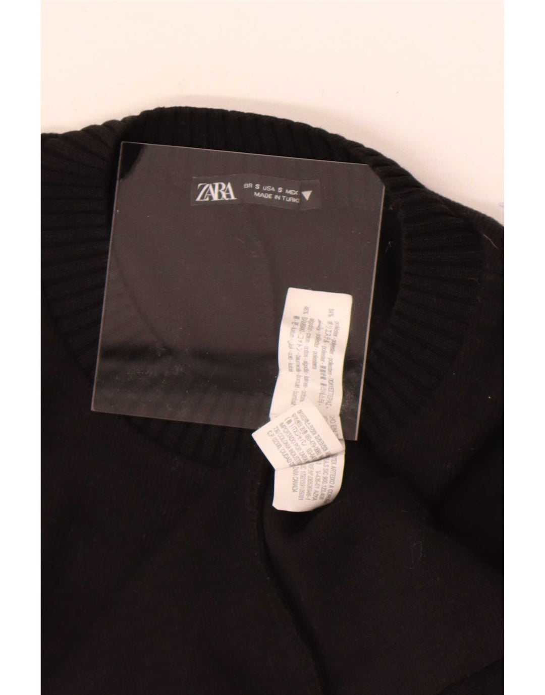 Zara Mujer Cuello Redondo Jersey Jersey UK 10 Small Poliéster Negro