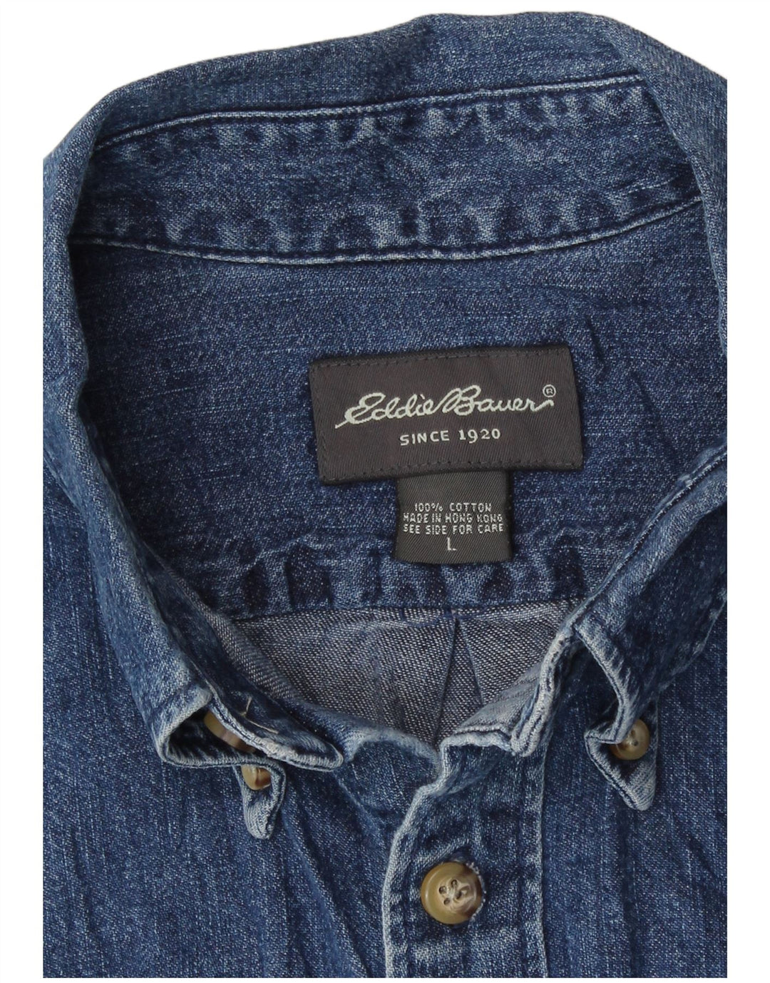 Eddie Bauer Camisa vaquera de manga corta para hombre Algodón azul grande