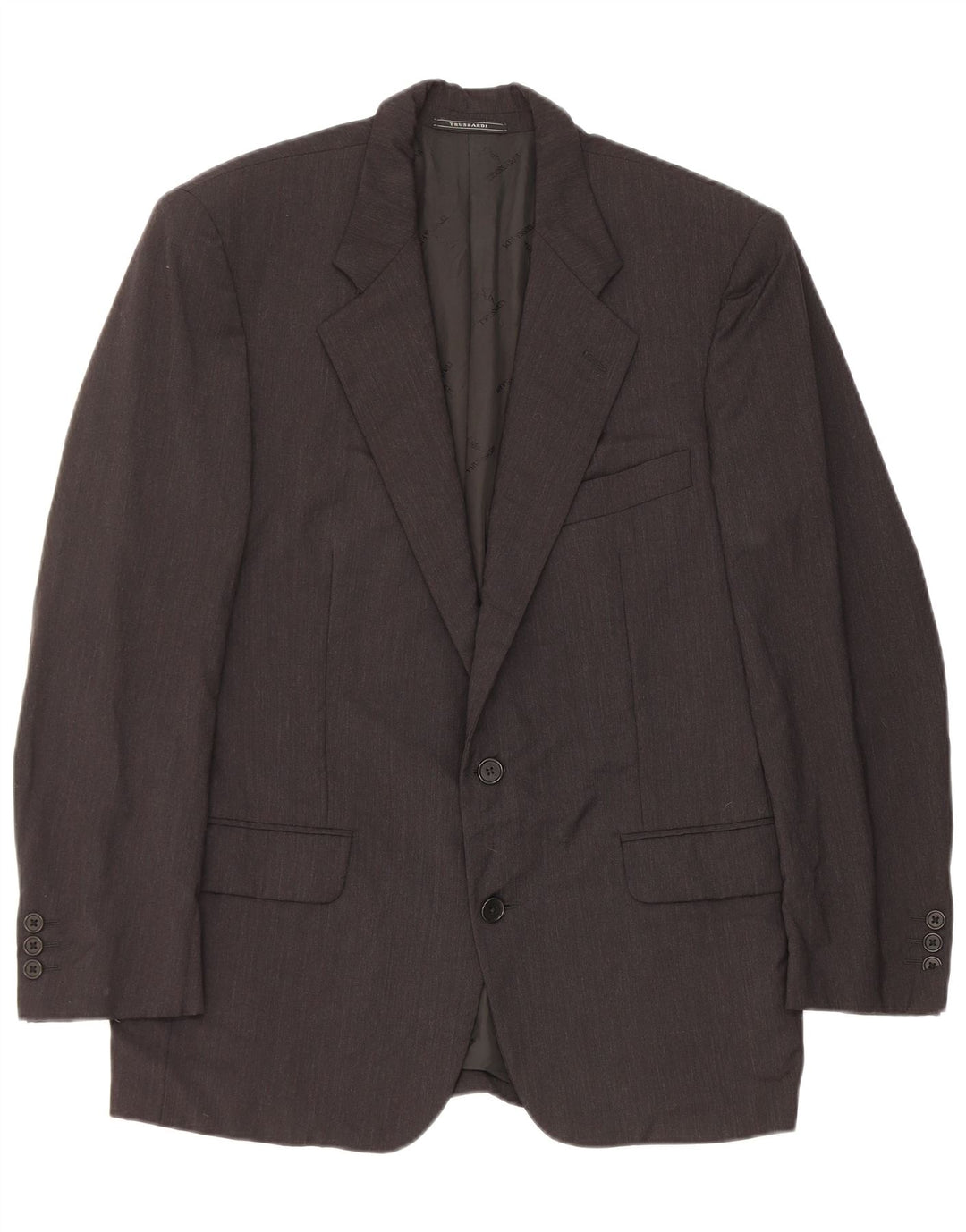 Trussardi Chaqueta Blazer De 2 Botones Para Hombre IT 48 Mediana De Lana Virgen Negra