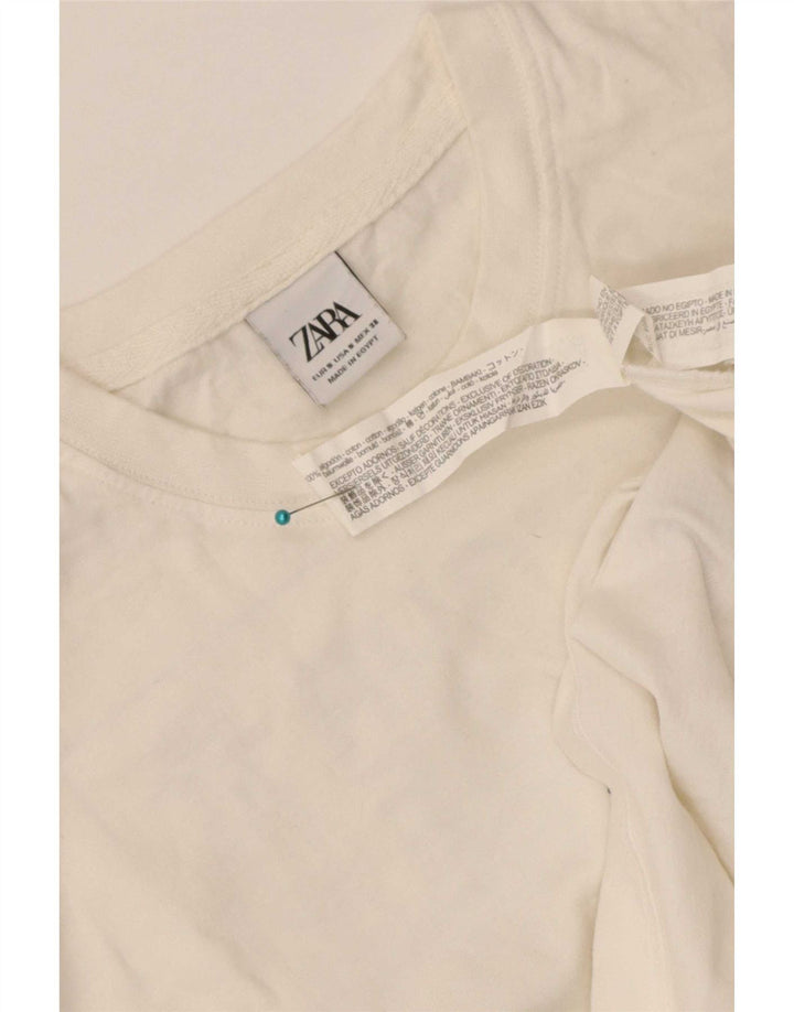Zara Hombre Camiseta Gráfica Top Small Algodón Blanco