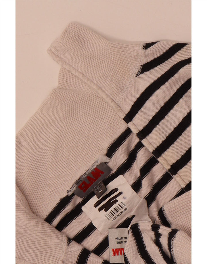 Slam Suéter tipo jersey con cuello y cremallera para mujer Reino Unido 44 Algodón a rayas blanco mediano