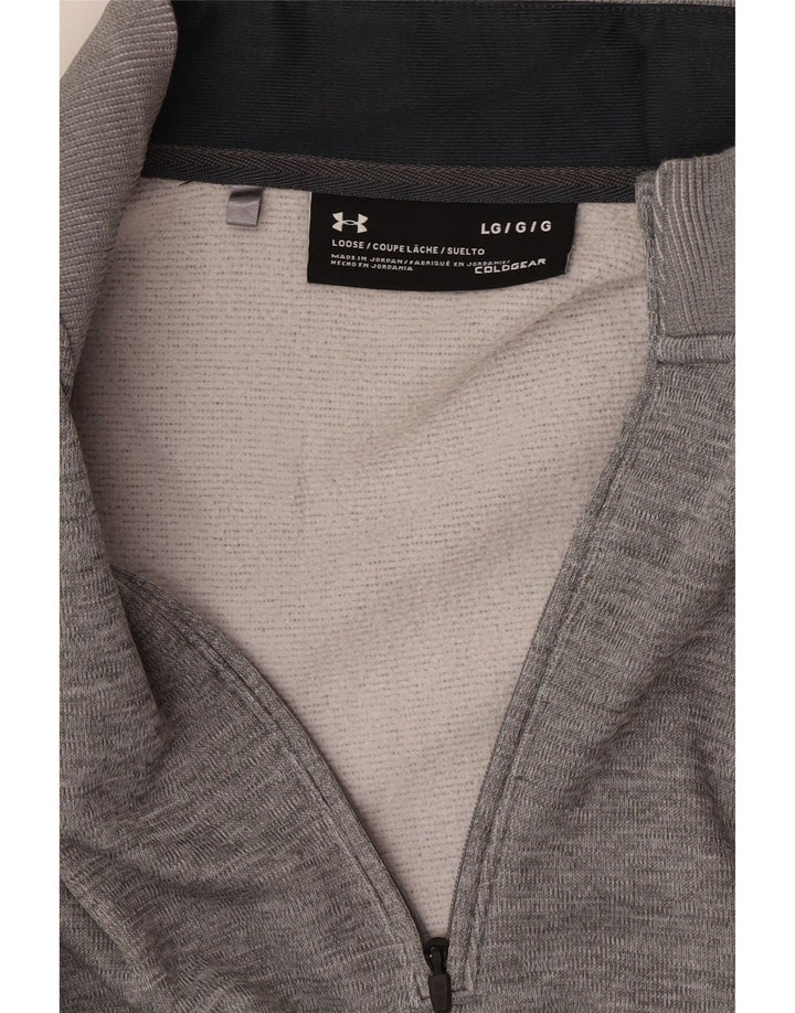 Under Armour Hombre Cold Gear Zip Neck Sudadera Jumper Grande Gris Moteado