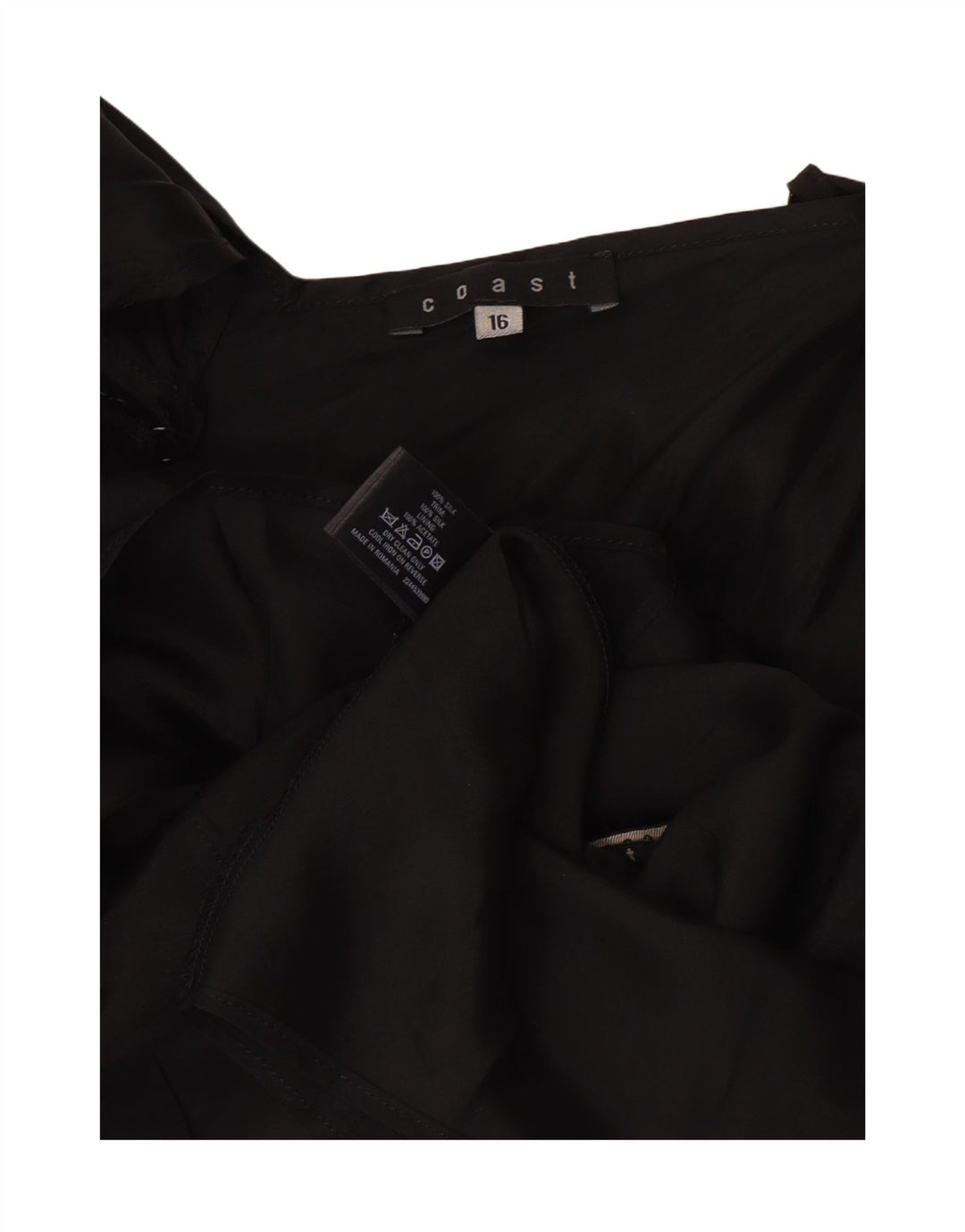 Coast Blusa cruzada sin mangas para mujer UK 46 Large Seda negra