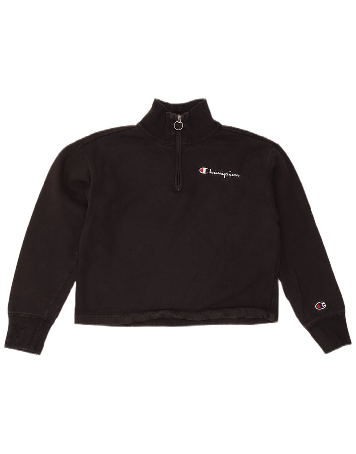 CHAMPION Sudadera extragrande con cuello y cremallera para mujer UK 6 XS Negro