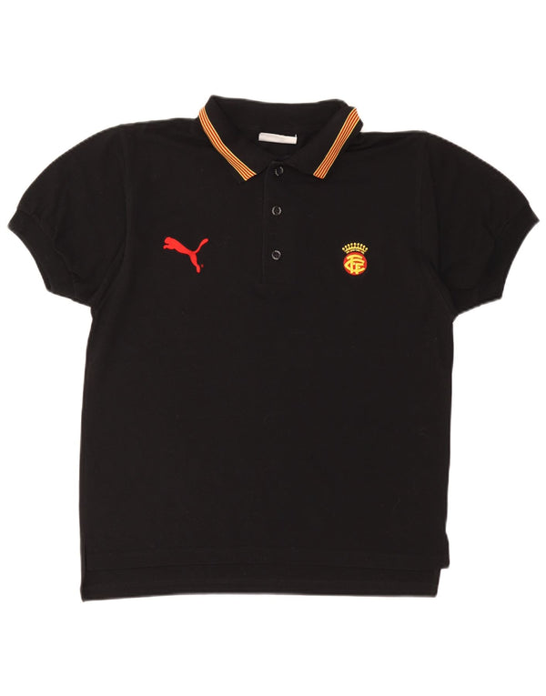 PUMA Polo para hombre pequeño de algodón negro