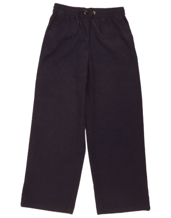 Zara Womens Wide Leg Chino Trousers Large W30 L31 Navy Blue Polyester