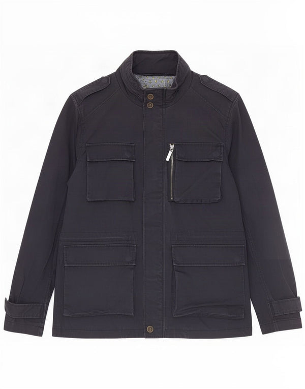 Ted Baker Chaqueta militar con capucha para hombre Talla 3 Mediana Azul marino Algodón