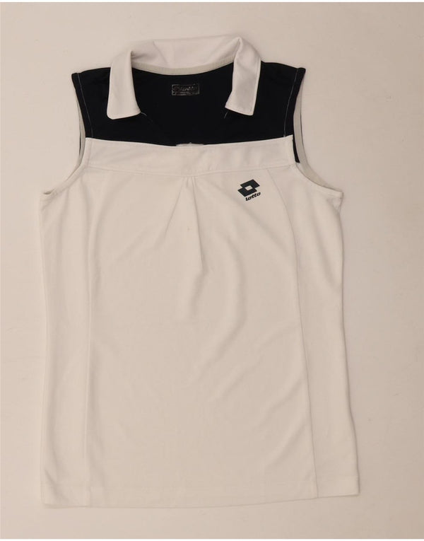 Lotto Polo sin mangas para mujer UK 40 Small Blanco Colorblock