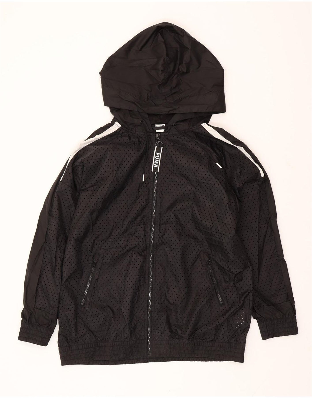 PUMA Chaqueta superior de chándal con capucha y gráfico para hombre Poliéster negro mediano