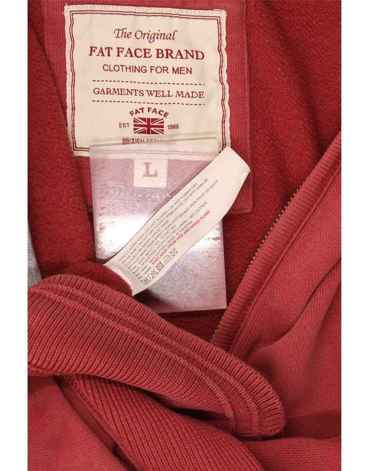 Fat Face Sudadera con capucha y cremallera para hombre, talla grande, algodón rojo
