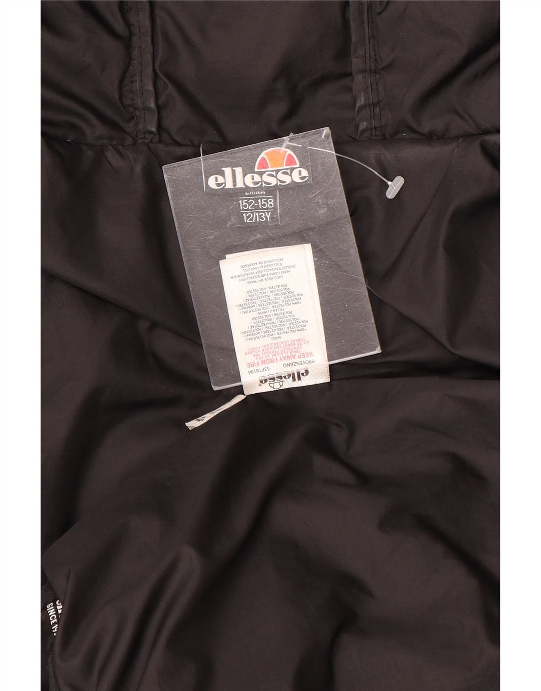 ELLESSE Chaqueta acolchada con capucha para niños 12-13 años Negro Poliéster