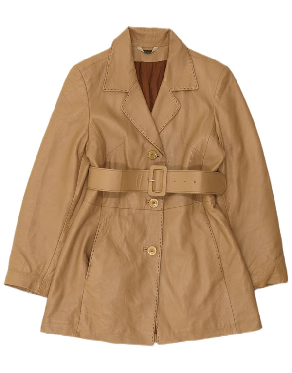 Abrigo de cuero vintage para mujer IT 44 Beige medio