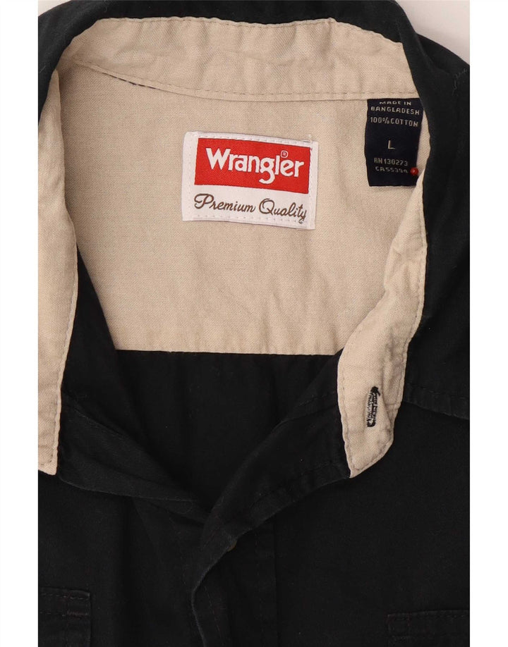 Wrangler Camisa De Manga Corta Para Hombre Grande Algodón Negro