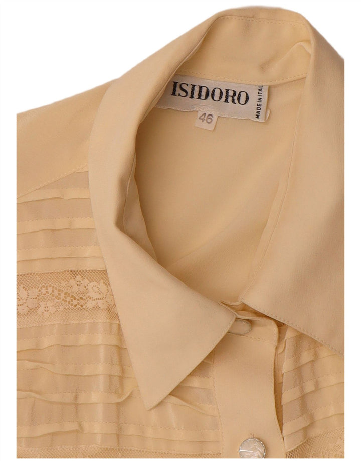 Vintage mujer camisa blusa IT 46 grande beige