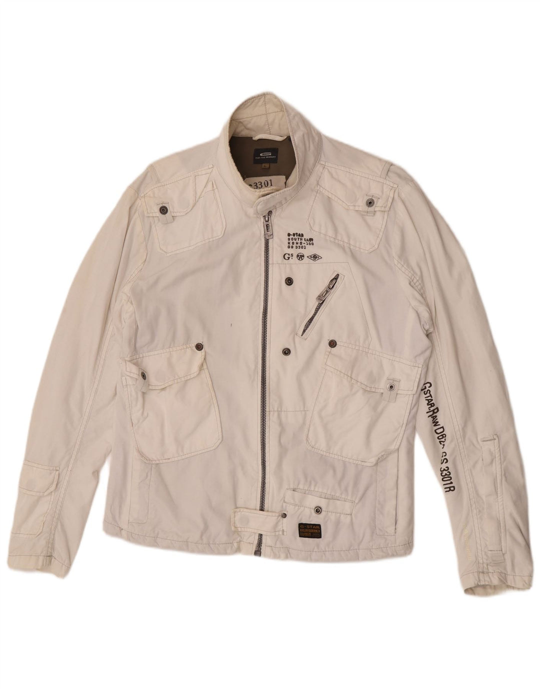 G-Star Chaqueta utilitaria gráfica para hombre Reino Unido 40 Grande Algodón blanco