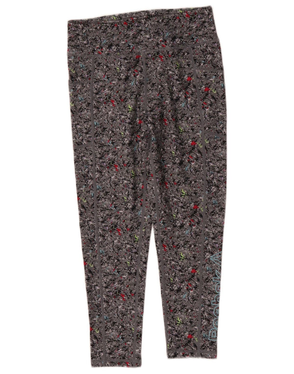Reebok Leggings Niñas 10-11 Años Grande Gris Floral Poliéster