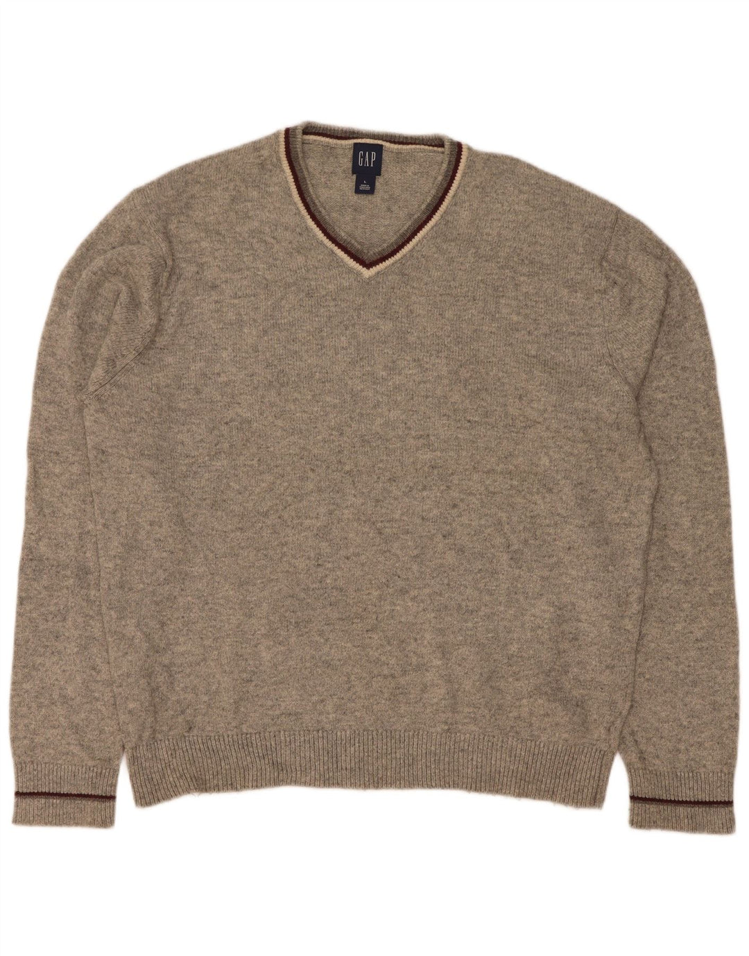 Gap Jersey con cuello en V para hombre de algodón moteado gris grande