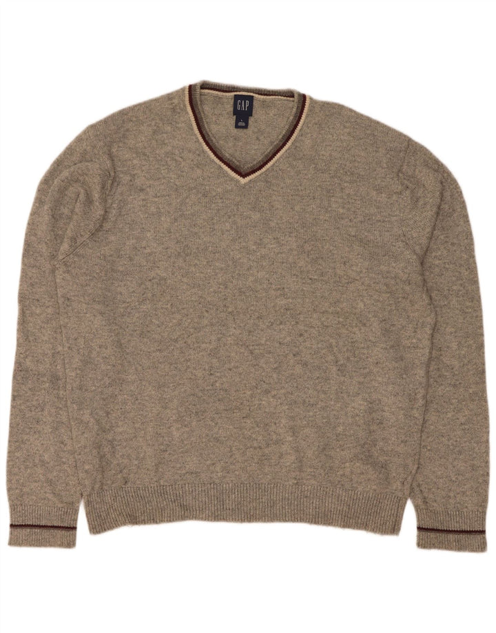 Gap Jersey con cuello en V para hombre de algodón moteado gris grande