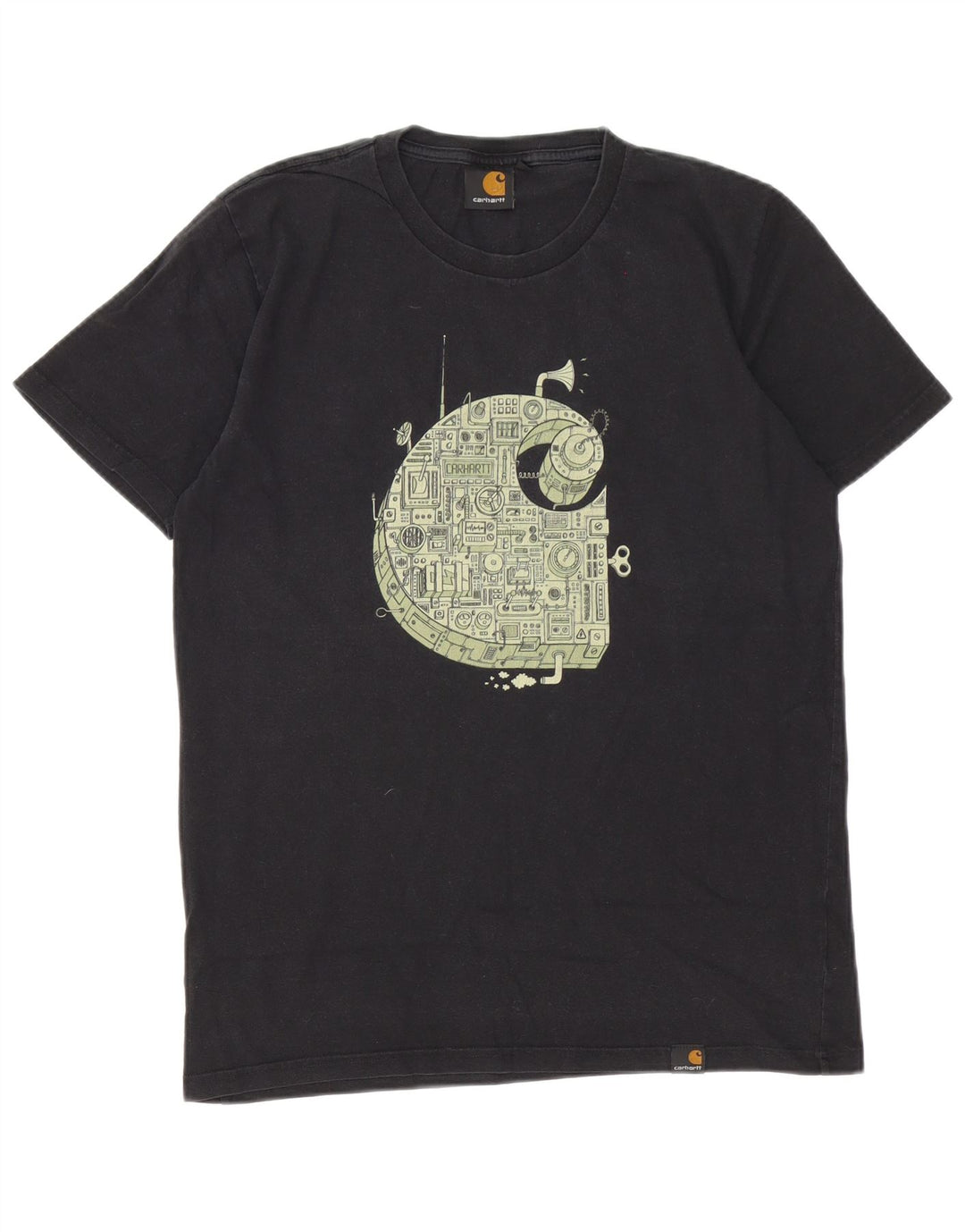 Carhartt Hombre Camiseta Gráfica Top Medio Algodón Negro