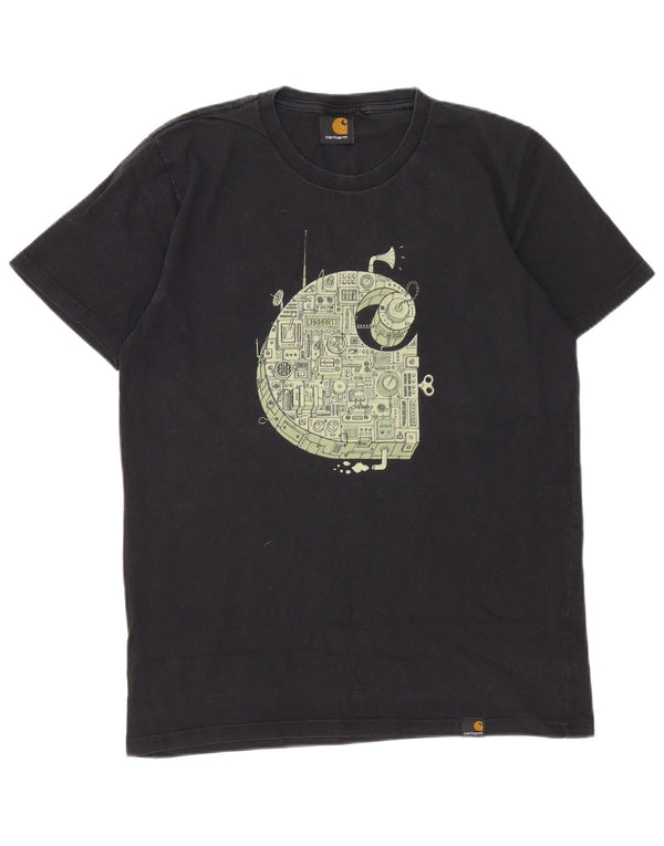 Carhartt Hombre Camiseta Gráfica Top Medio Algodón Negro