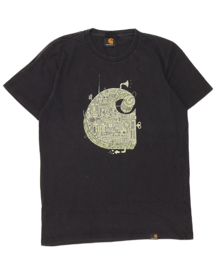 Carhartt Hombre Camiseta Gráfica Top Medio Algodón Negro