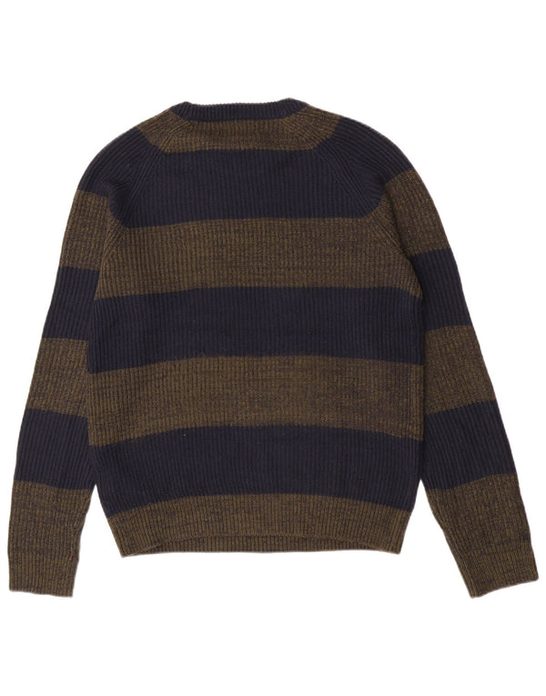 Jack & Jones Mens Crew Neck Jumper Sweater Small Azul Marino Rayas Acrílico